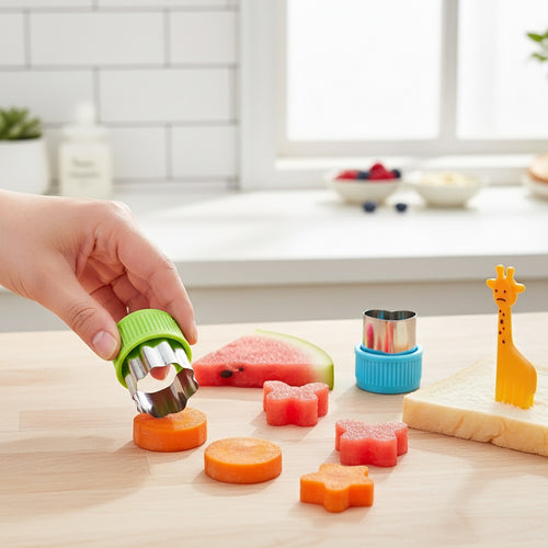 Anna-Kaci 47-Piece Fruit Cutter Set Stainless Steel Food Shape Molds with Animal Picks and Cleaning Brush
