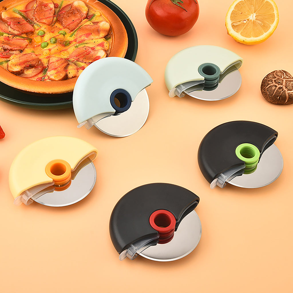 Anna-Kaci Pizza Cutter Wheel with Protective Cover Compact Handheld Rolling Blade Kitchen Cutting Tool