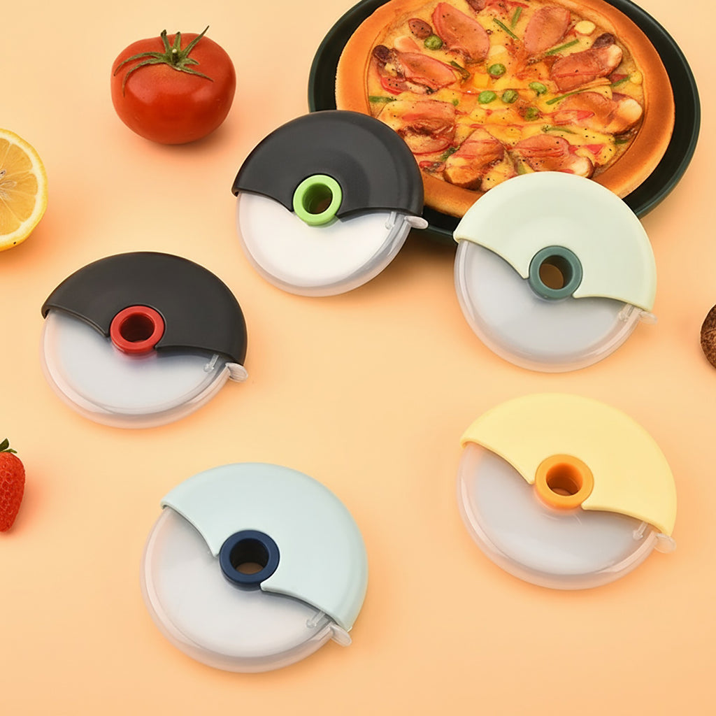 Anna-Kaci Pizza Cutter Wheel with Protective Cover Compact Handheld Rolling Blade Kitchen Cutting Tool