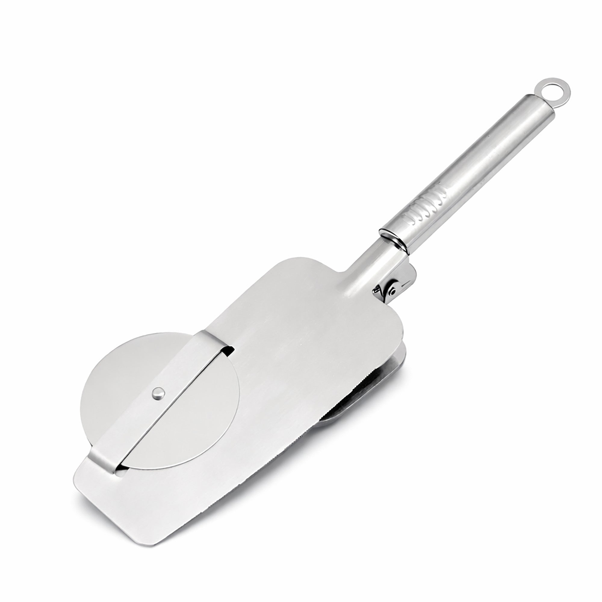Anna-Kaci Stainless Steel Pizza Cutter and Server Spatula with Rolling Blade Foldable Handle Kitchen Tool