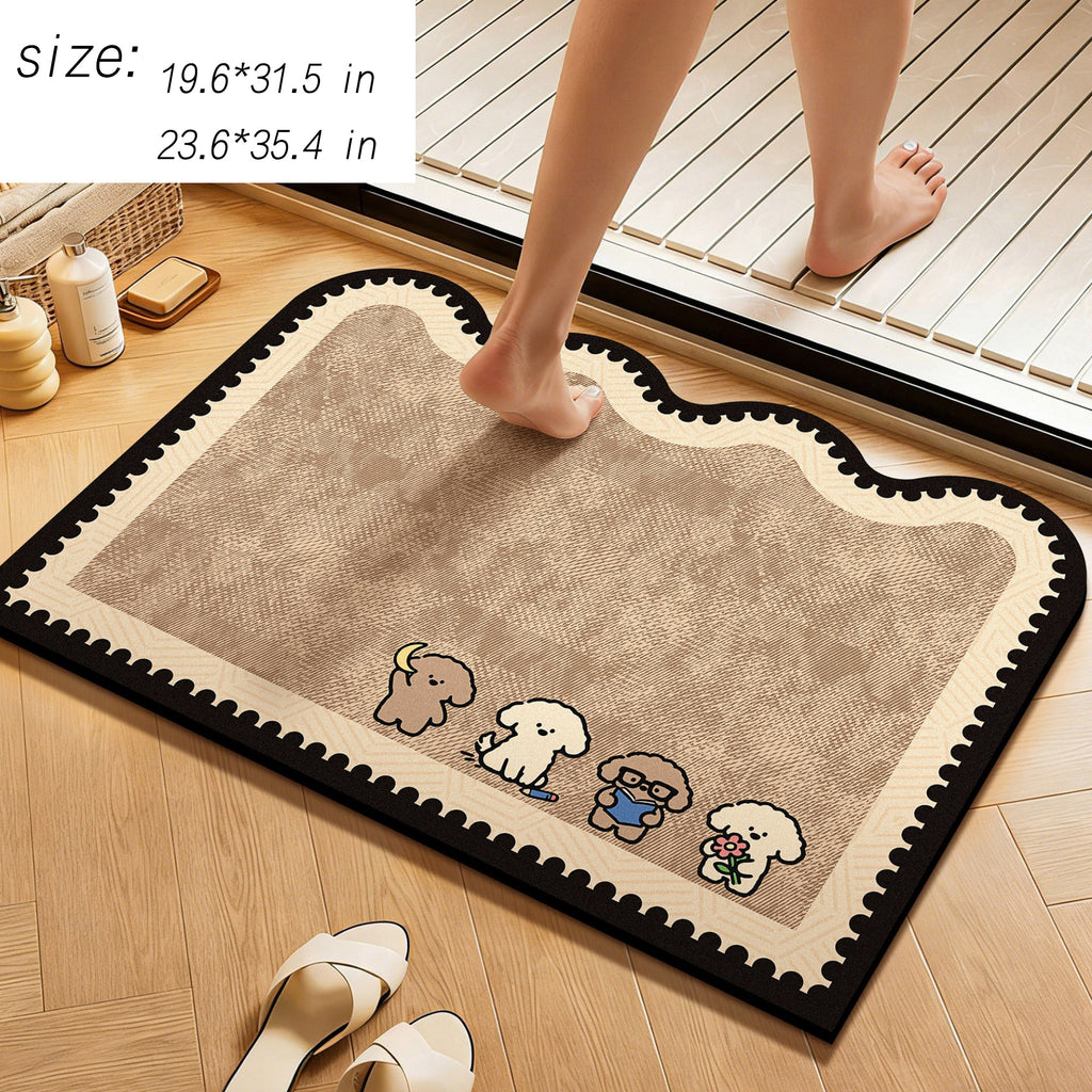 Anna-Kaci Diatomite Bath Mat Soft Suede Surface Quick Dry Absorbent Bathroom Floor Mat