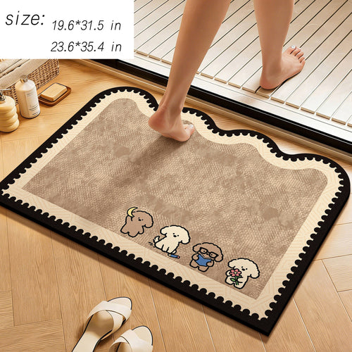 Anna-Kaci Diatomite Bath Mat Soft Suede Surface Quick Dry Absorbent Bathroom Floor Mat