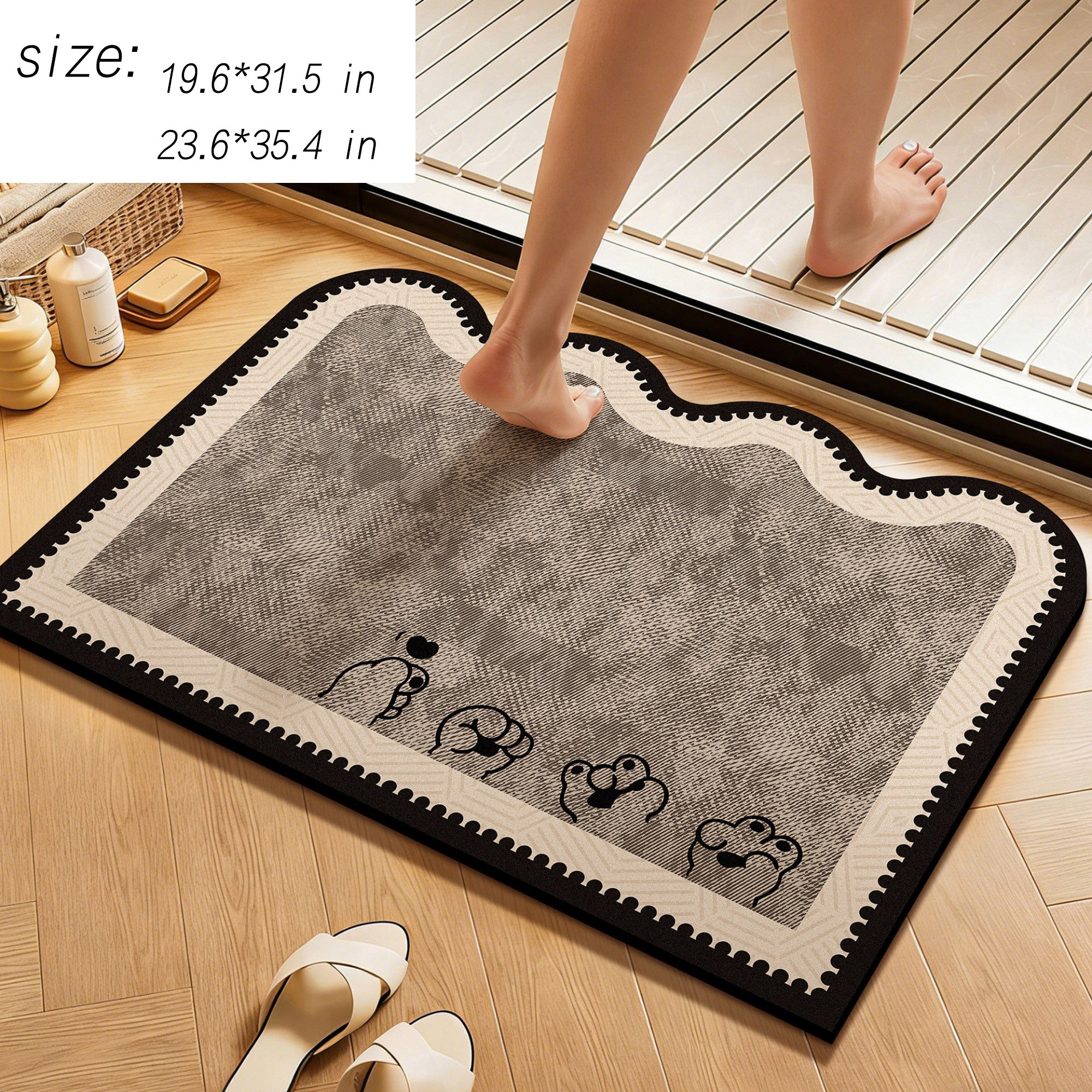 Anna-Kaci Diatomite Bath Mat Soft Suede Surface Quick Dry Absorbent Bathroom Floor Mat