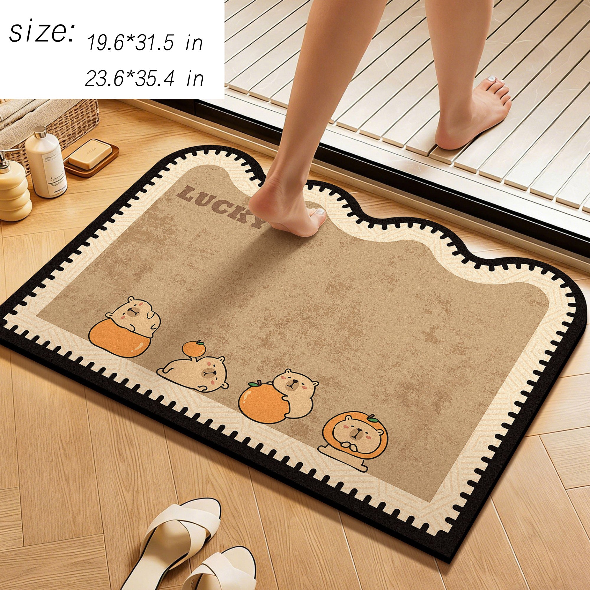 Anna-Kaci Diatomite Bath Mat Soft Suede Surface Quick Dry Absorbent Bathroom Floor Mat