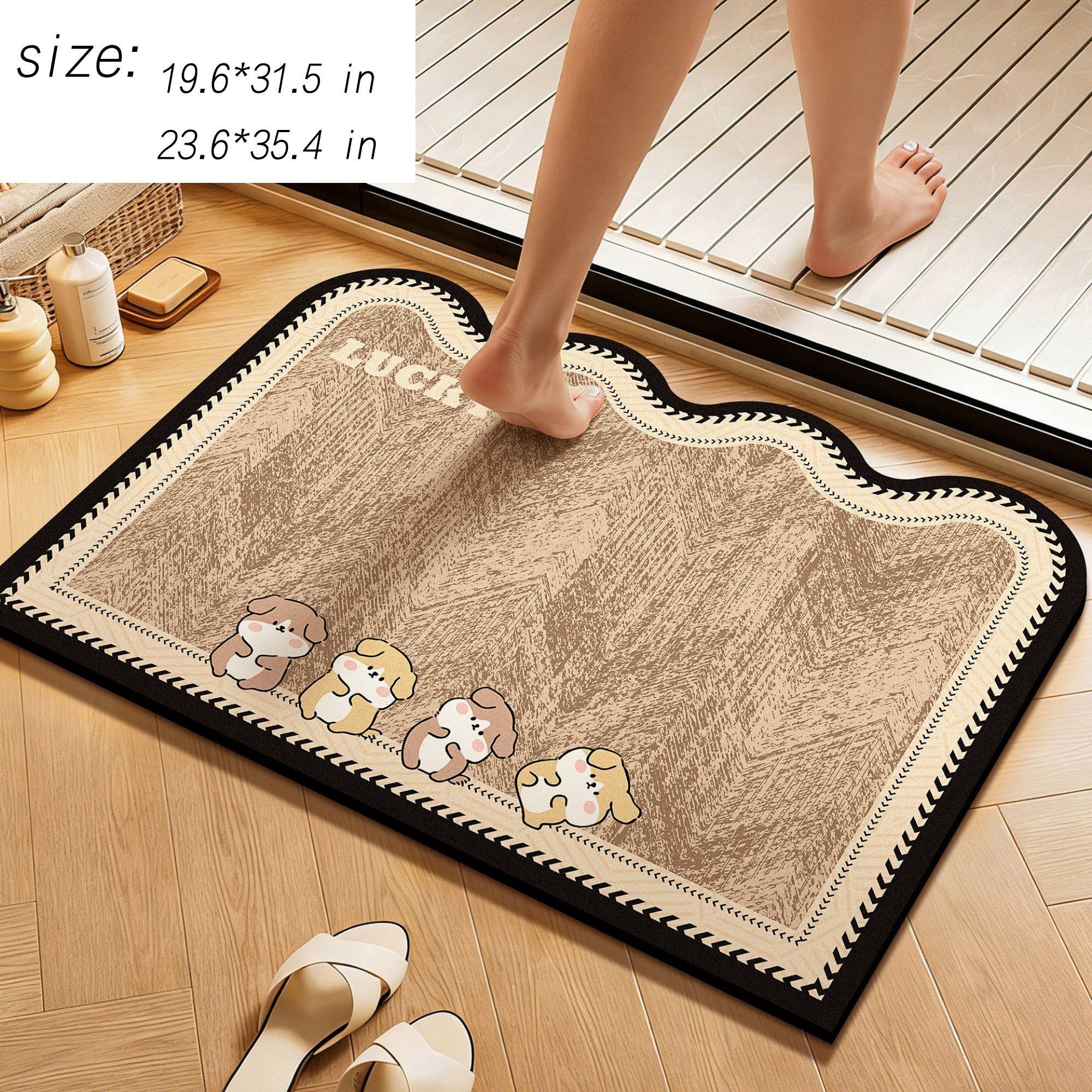 Anna-Kaci Diatomite Bath Mat Soft Suede Surface Quick Dry Absorbent Bathroom Floor Mat