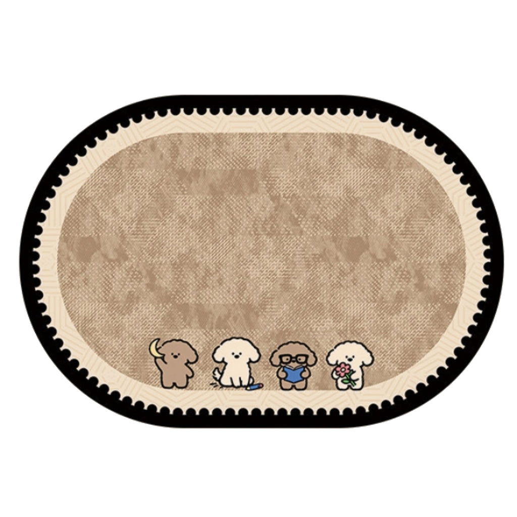 Anna-Kaci Oval Diatomite Bath Mat Soft Suede Surface Quick Dry Cute Cartoon Bathroom Floor Mat