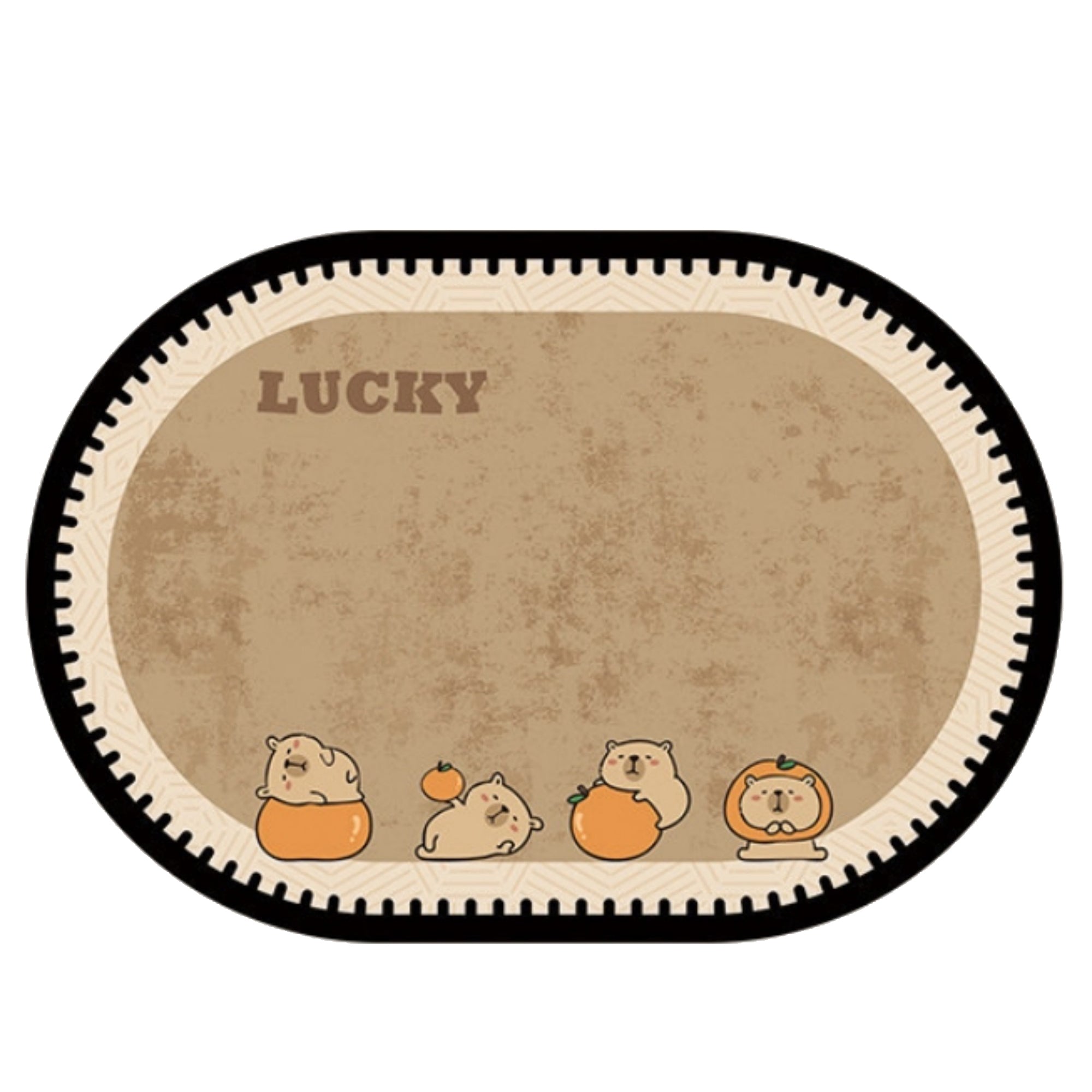 Anna-Kaci Oval Diatomite Bath Mat Soft Suede Surface Quick Dry Cute Cartoon Bathroom Floor Mat