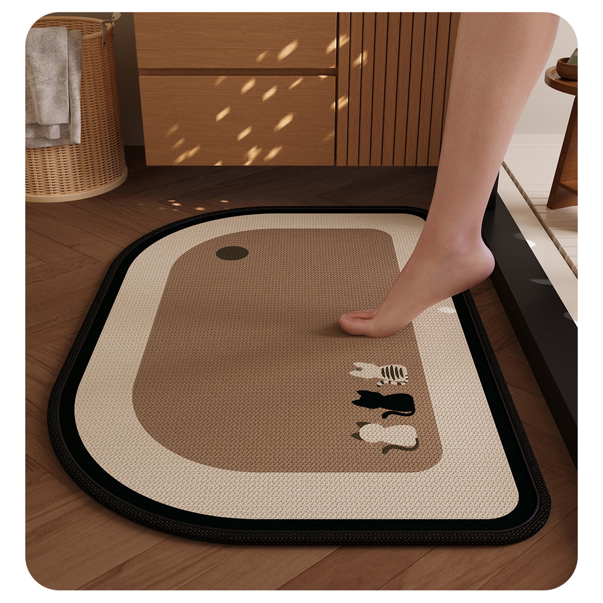 Anna-Kaci Diatomite Bath Mat Soft Suede Surface Quick Dry Minimalist Bathroom Floor Mat
