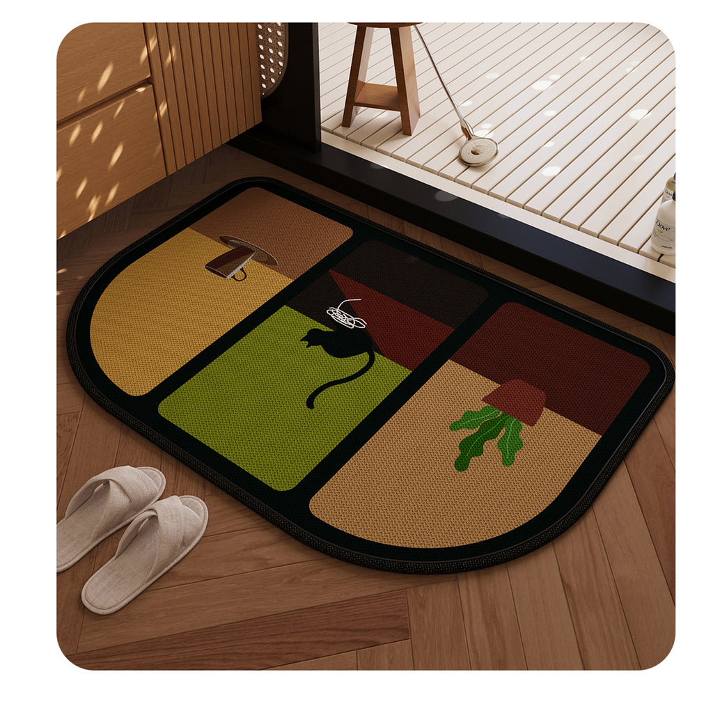 Anna-Kaci Diatomite Bath Mat Soft Suede Surface Quick Dry Minimalist Bathroom Floor Mat