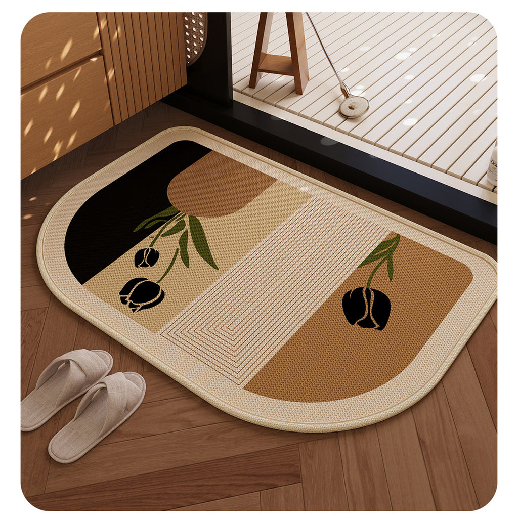 Anna-Kaci Diatomite Bath Mat Soft Suede Surface Quick Dry Minimalist Bathroom Floor Mat