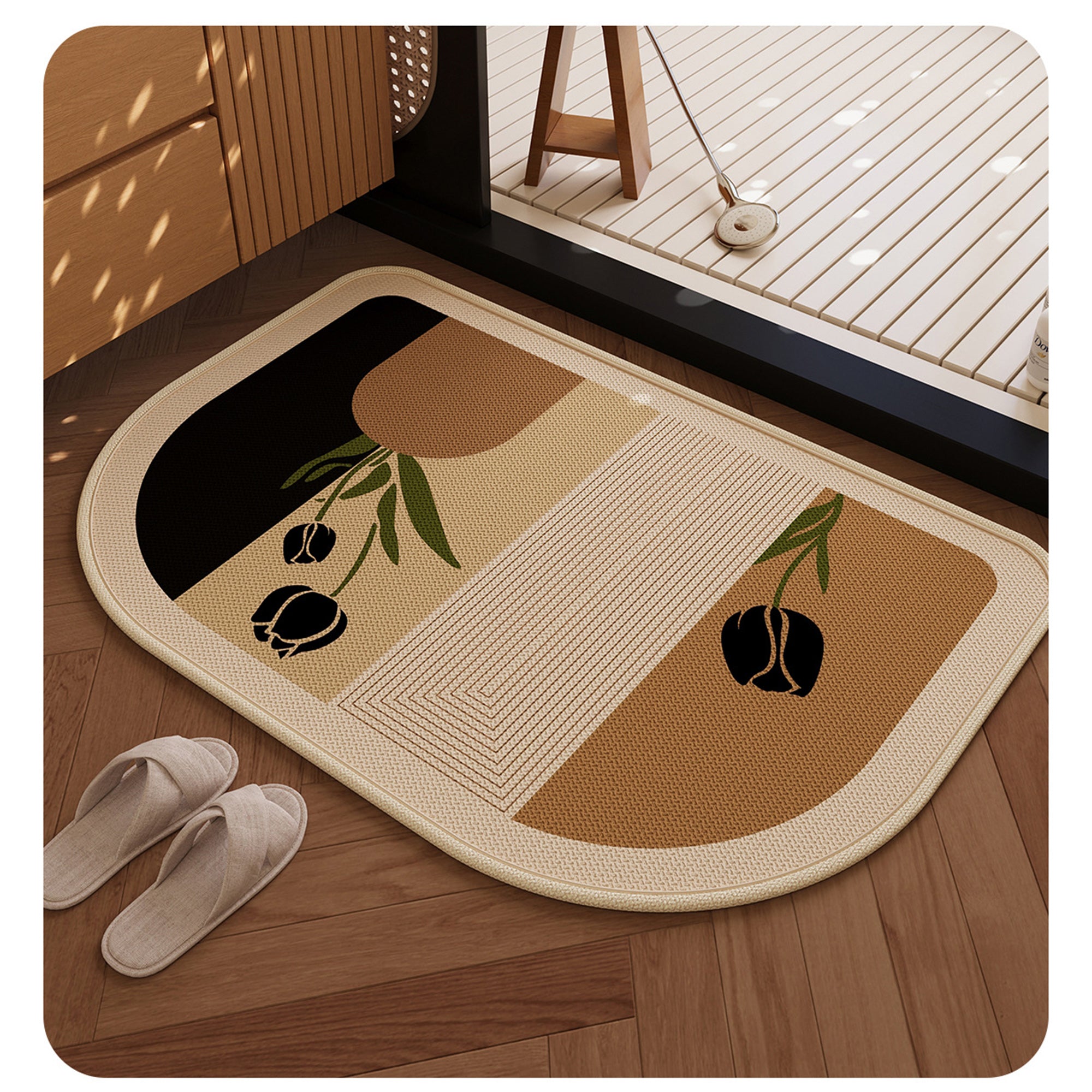 Anna-Kaci Diatomite Bath Mat Soft Suede Surface Quick Dry Minimalist Bathroom Floor Mat