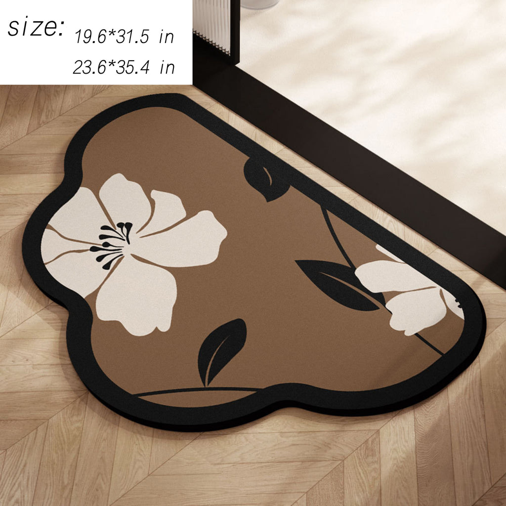 Anna-Kaci Irregular Shape Bathroom Floor Mat Non Slip Quick Dry Absorbent Bath Rug Soft Diatom Mud Mat