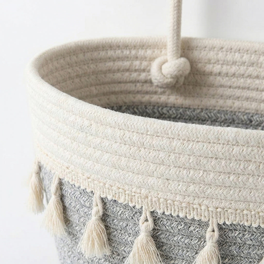 Anna-Kaci 3 Tier Hanging Storage Basket Cotton Rope Wall Organizer Tassel Decorative Storage