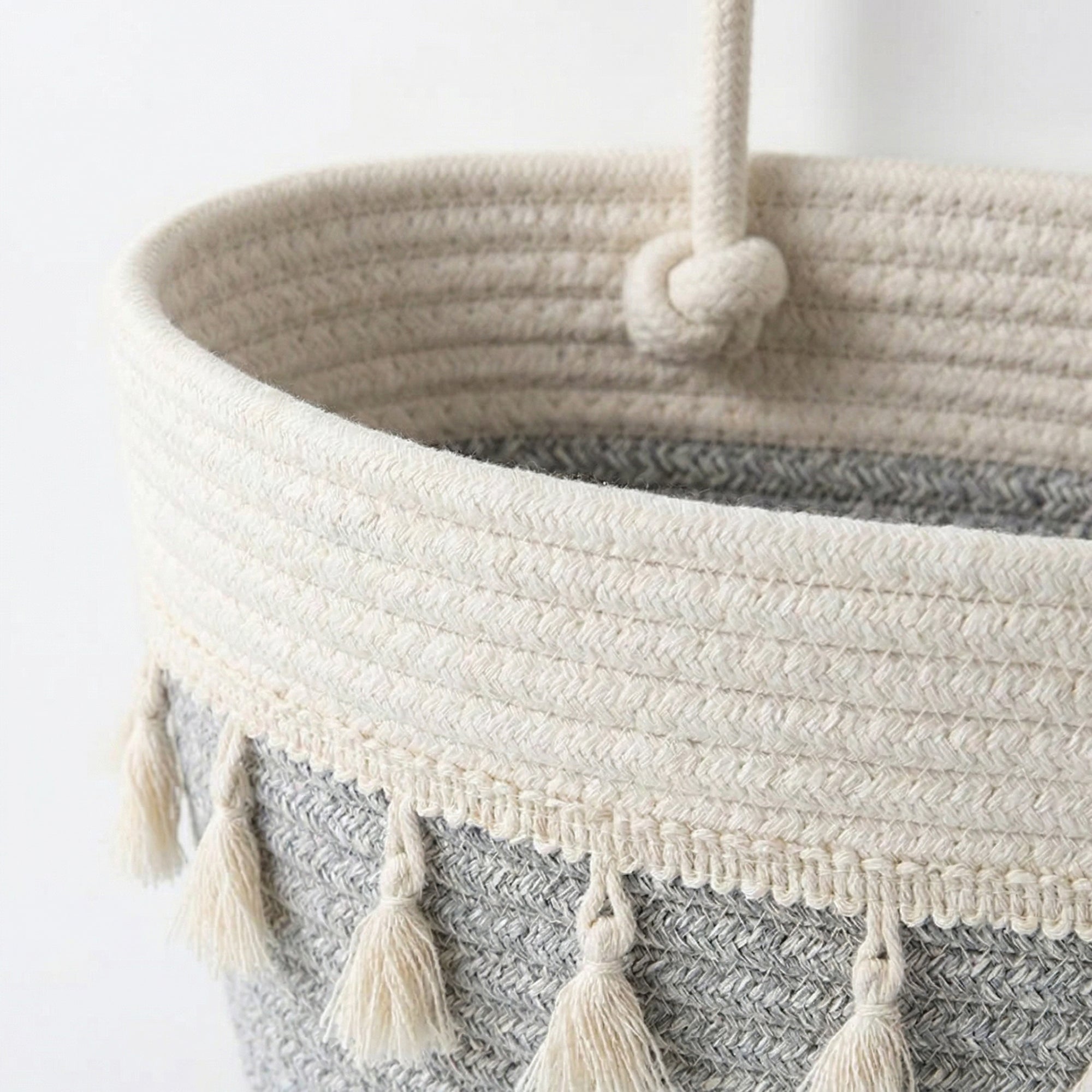 Anna-Kaci 3 Tier Hanging Storage Basket Cotton Rope Wall Organizer Tassel Decorative Storage