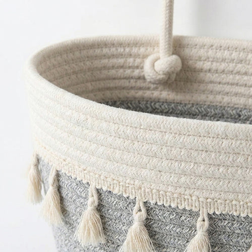 Anna-Kaci 3 Tier Hanging Storage Basket Cotton Rope Wall Organizer Tassel Decorative Storage