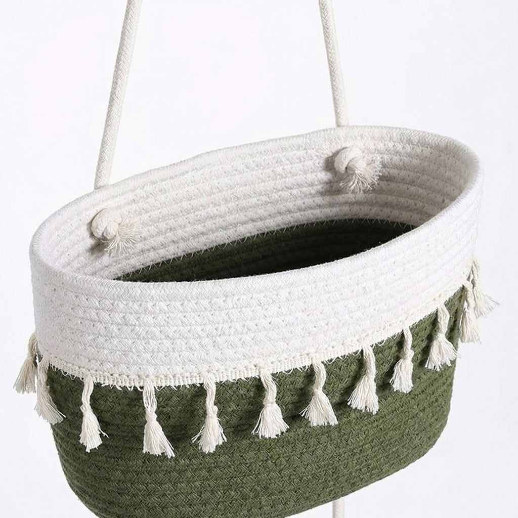 Anna-Kaci 3 Tier Hanging Storage Basket Cotton Rope Wall Organizer Tassel Decorative Storage