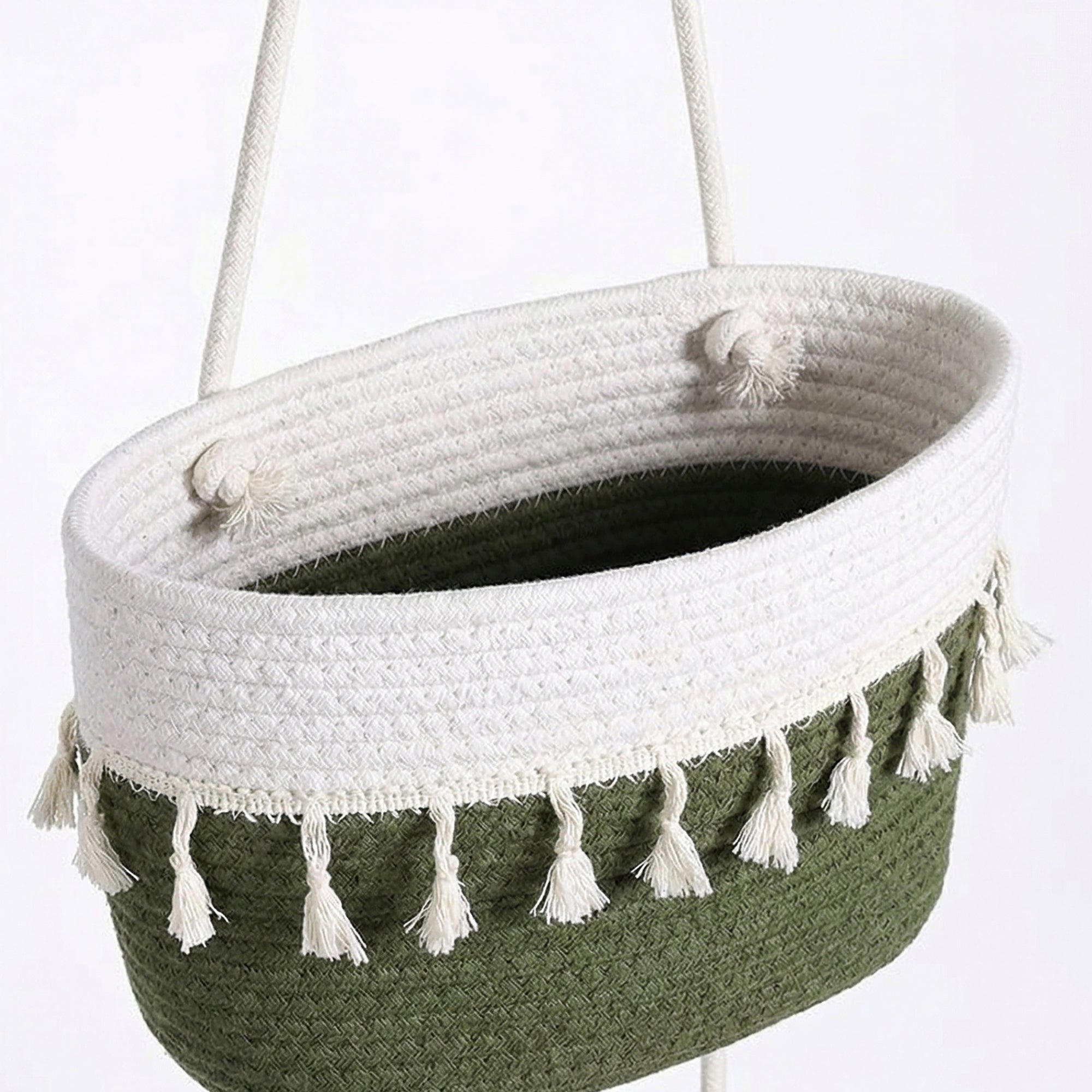 Anna-Kaci 3 Tier Hanging Storage Basket Cotton Rope Wall Organizer Tassel Decorative Storage