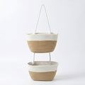 Anna-Kaci 2 Tier Hanging Storage Basket Cotton Rope Wall Organizer Modern Neutral Storage
