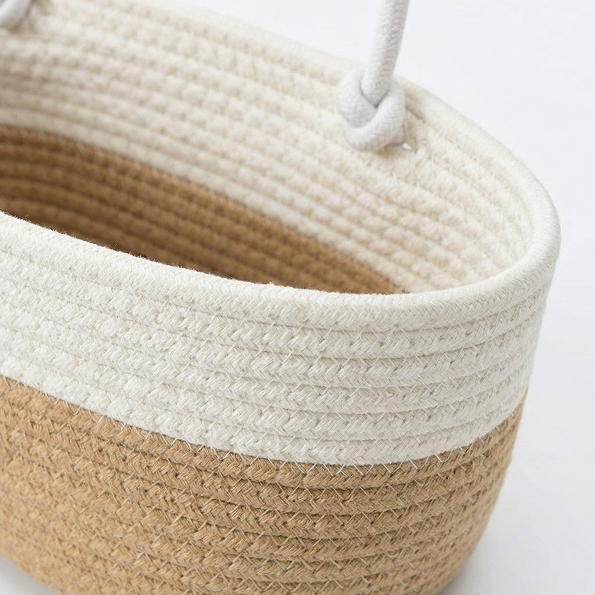Anna-Kaci 2 Tier Hanging Storage Basket Cotton Rope Wall Organizer Modern Neutral Storage
