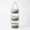 Anna-Kaci 3 Tier Hanging Storage Basket Cotton Rope Wall Organizer Neutral Space Saving Storage