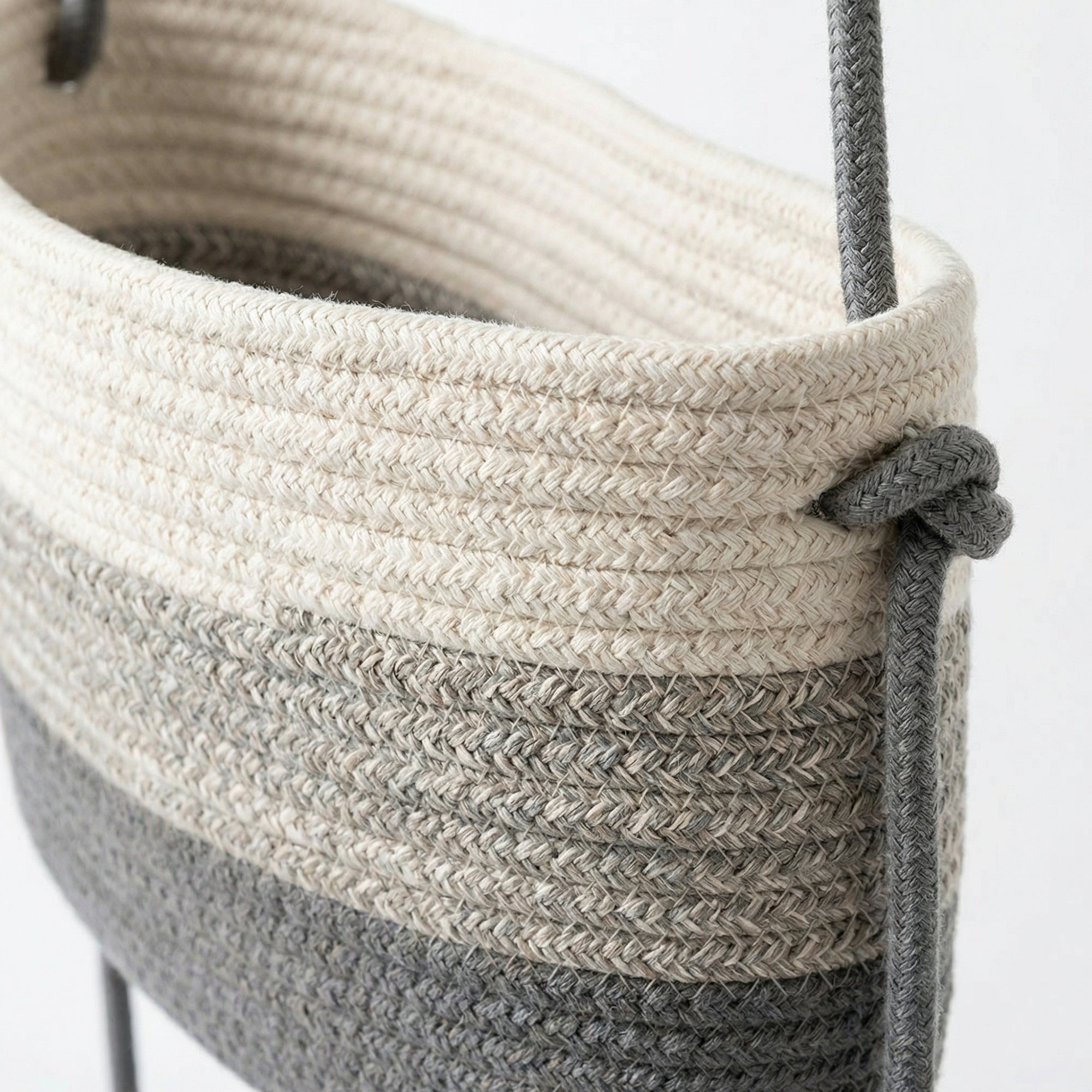 Anna-Kaci 3 Tier Hanging Storage Basket Cotton Rope Wall Organizer Neutral Space Saving Storage