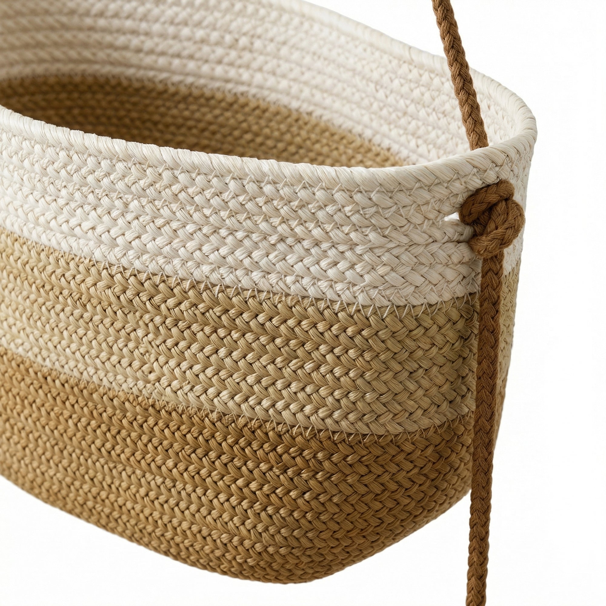 Anna-Kaci 3 Tier Hanging Storage Basket Cotton Rope Wall Organizer Neutral Space Saving Storage