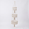 Anna-Kaci 3 Tier Macrame Hanging Storage Basket Cotton Rope Wall Organizer Boho Space Saving Storage