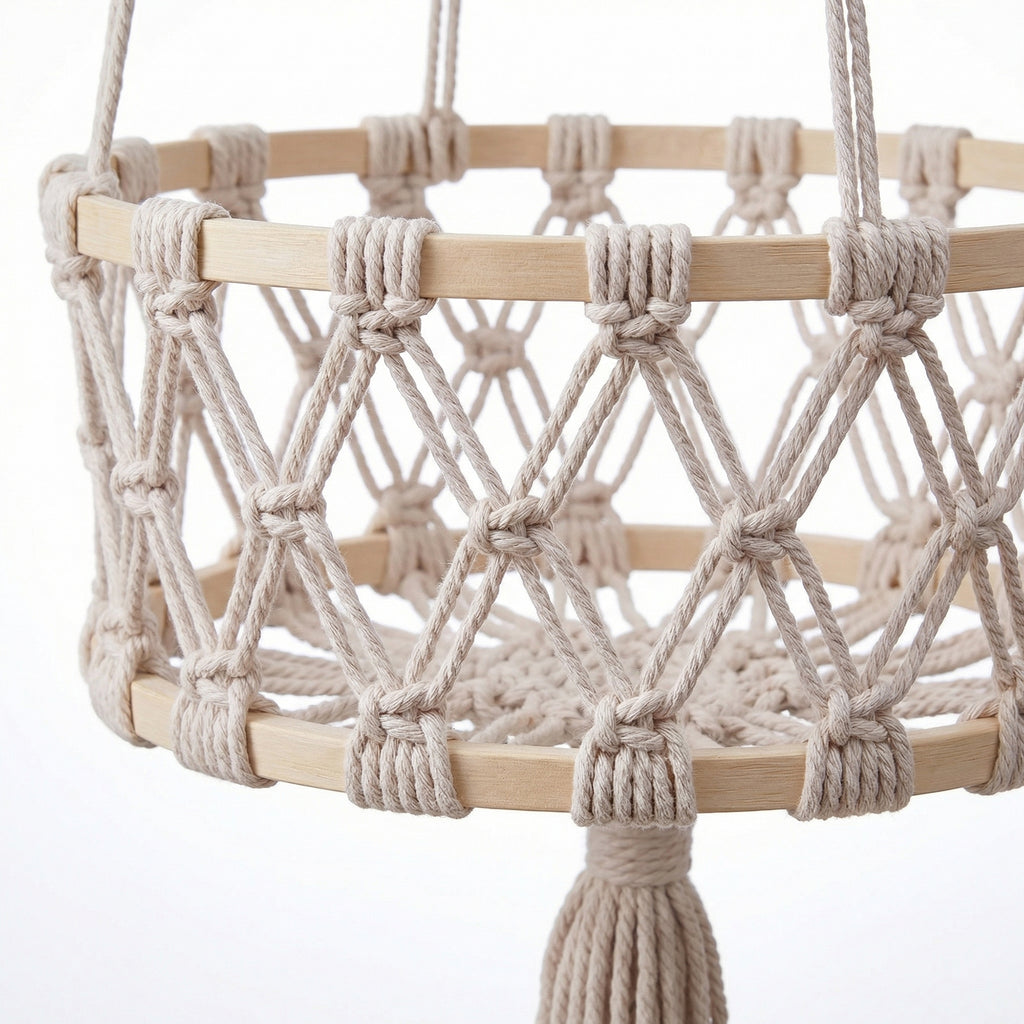 Anna-Kaci 3 Tier Macrame Hanging Storage Basket Cotton Rope Wall Organizer Boho Space Saving Storage
