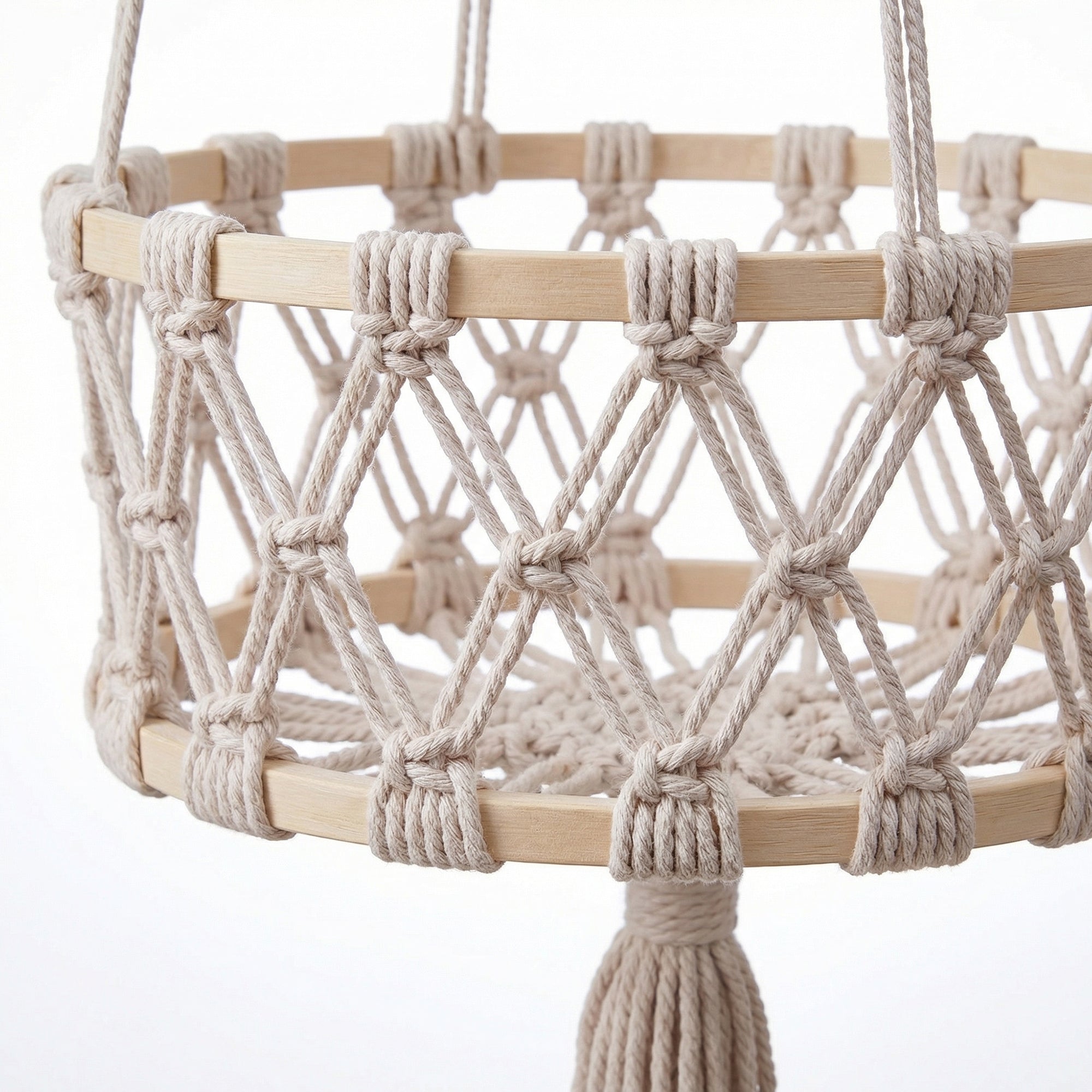Anna-Kaci 3 Tier Macrame Hanging Storage Basket Cotton Rope Wall Organizer Boho Space Saving Storage