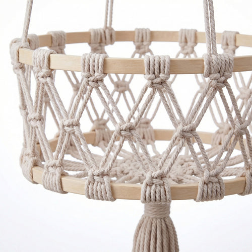 Anna-Kaci 3 Tier Macrame Hanging Storage Basket Cotton Rope Wall Organizer Boho Space Saving Storage