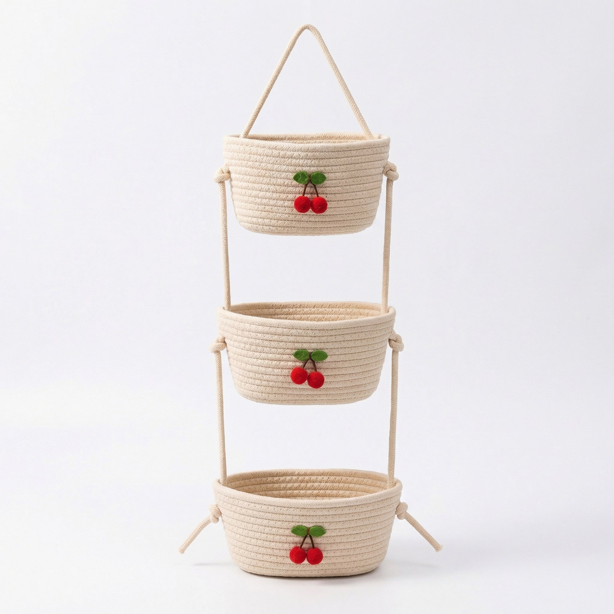 Anna-Kaci 3 Tier Hanging Wall Storage Basket Organizer Decorative Vertical Storage for Bedroom Kitchen