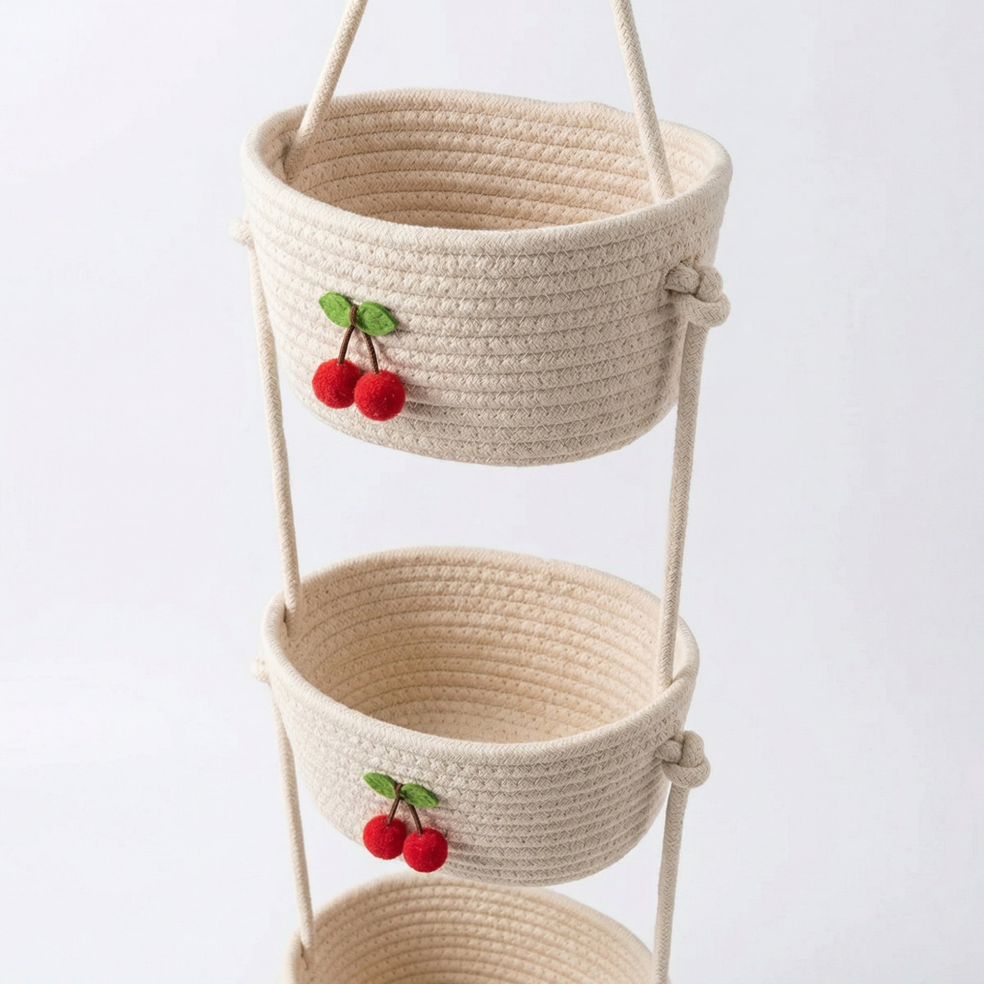 Anna-Kaci 3 Tier Hanging Wall Storage Basket Organizer Decorative Vertical Storage for Bedroom Kitchen