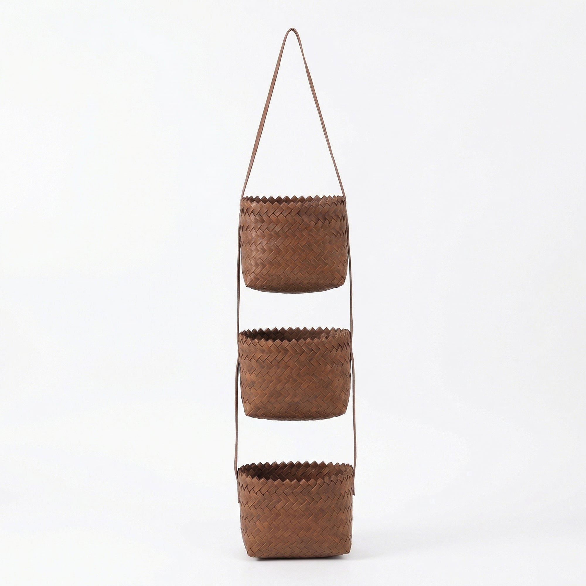 Anna-Kaci 3 Tier Hanging Wall Storage Basket Organizer Woven Style Vertical Storage for Bathroom Entryway