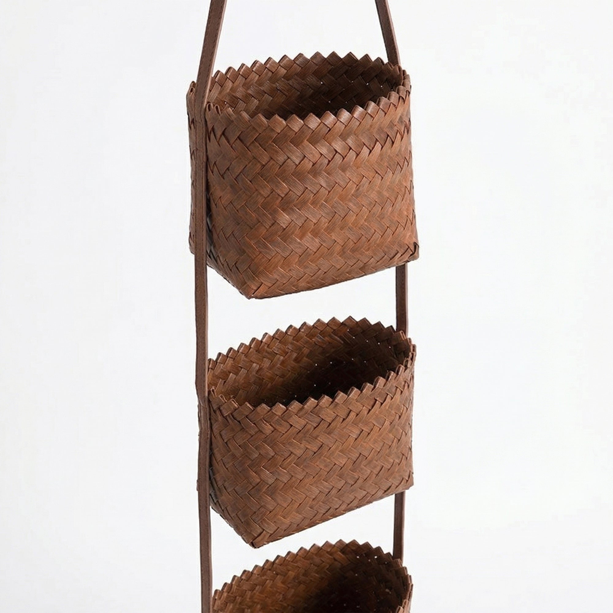 Anna-Kaci 3 Tier Hanging Wall Storage Basket Organizer Woven Style Vertical Storage for Bathroom Entryway