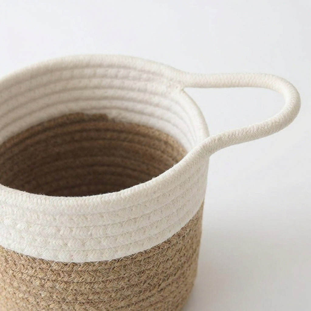 Anna-Kaci Small Hanging Storage Basket with Handle Woven Style Organizer for Bathroom Bedroom Entryway