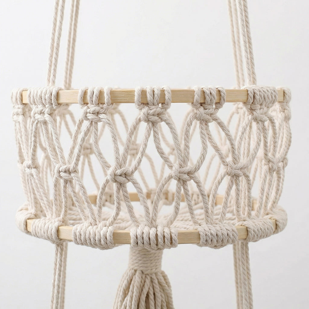 Anna-Kaci Three Tier Hanging Storage Organizer Macrame Style Basket for Plants Bathroom Kitchen Bedroom