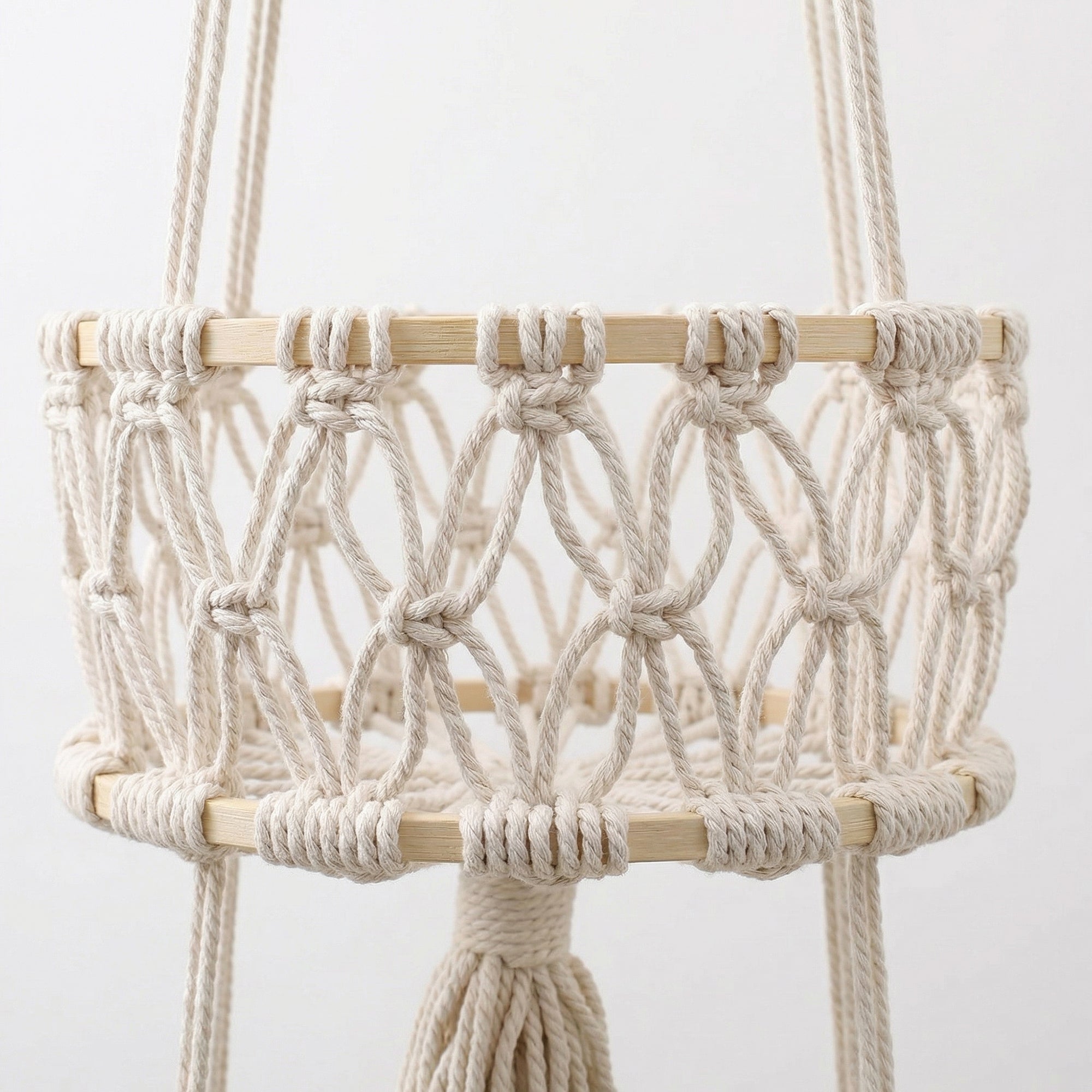 Anna-Kaci Three Tier Hanging Storage Organizer Macrame Style Basket for Plants Bathroom Kitchen Bedroom