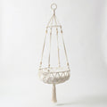 Anna-Kaci Hanging Macrame Style Storage Basket Round Organizer with Tassel for Bedroom Living Room Bathroom