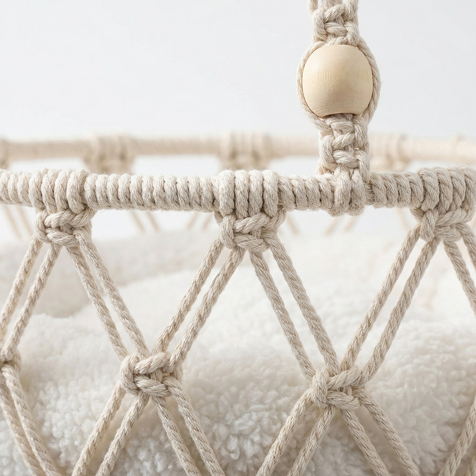 Anna-Kaci Hanging Macrame Style Storage Basket Round Organizer with Tassel for Bedroom Living Room Bathroom