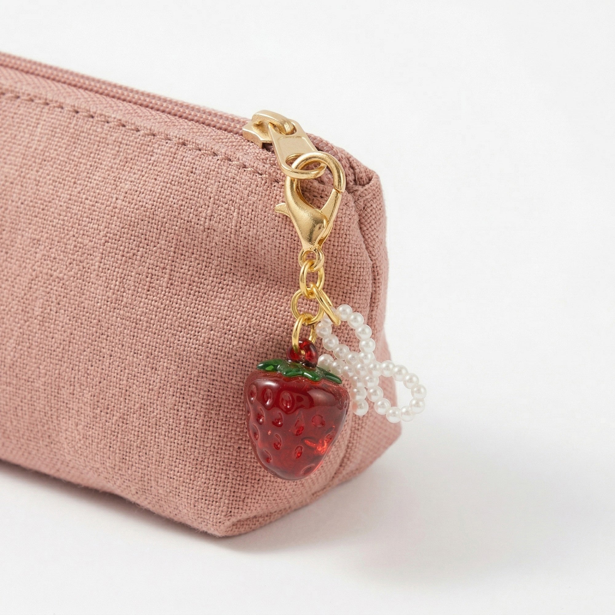 Anna-Kaci Women's 3 Pcs Cherry Charm Clip Set with Faux Pearl Accent Decorative Bag Charm Keychain Accessory