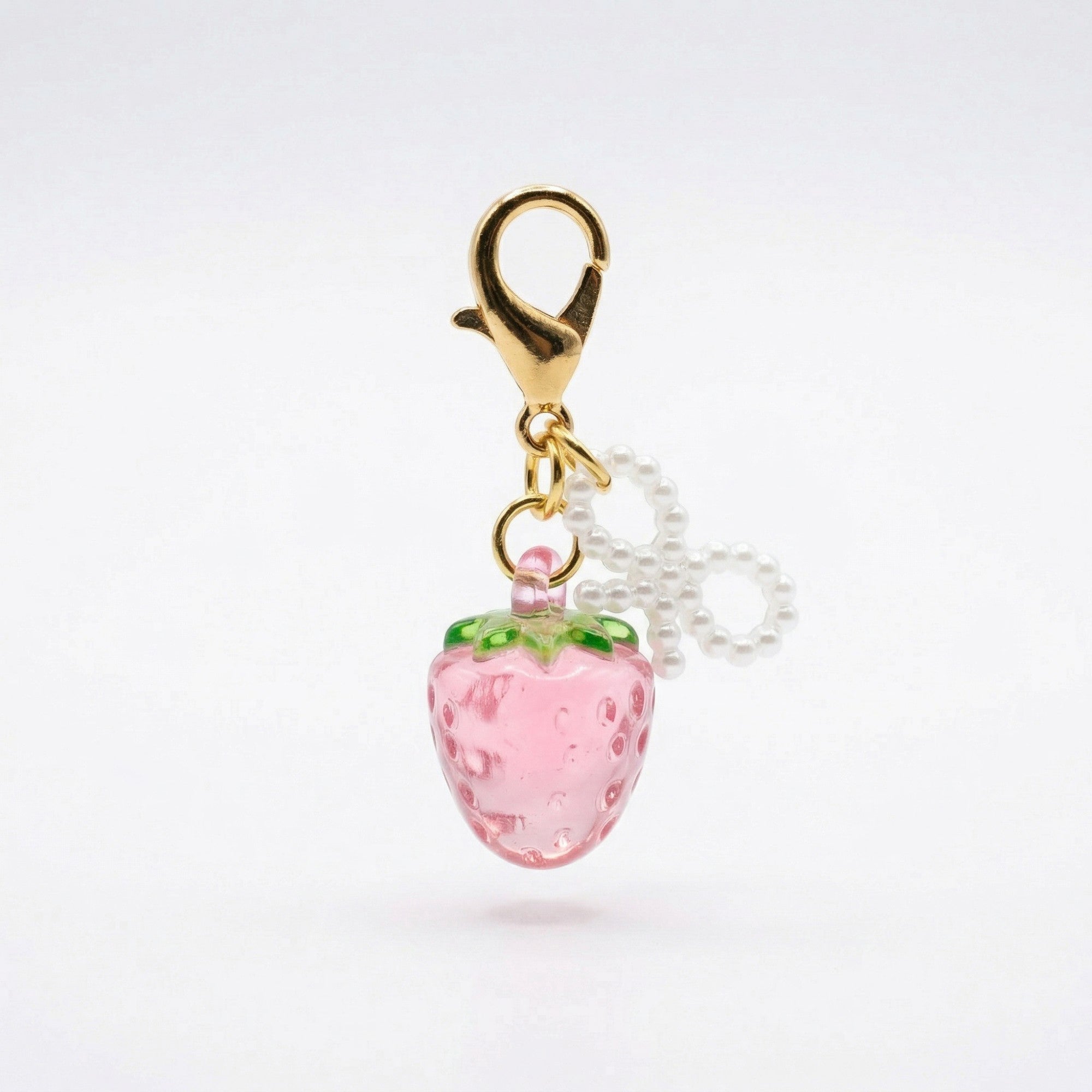 Anna-Kaci Women's 3 Pcs Cherry Charm Clip Set with Faux Pearl Accent Decorative Bag Charm Keychain Accessory