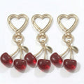 Anna-Kaci Women's 3 Pcs Cherry Charm Keychain Set with Heart Clip Decorative Bag Charm Accessory