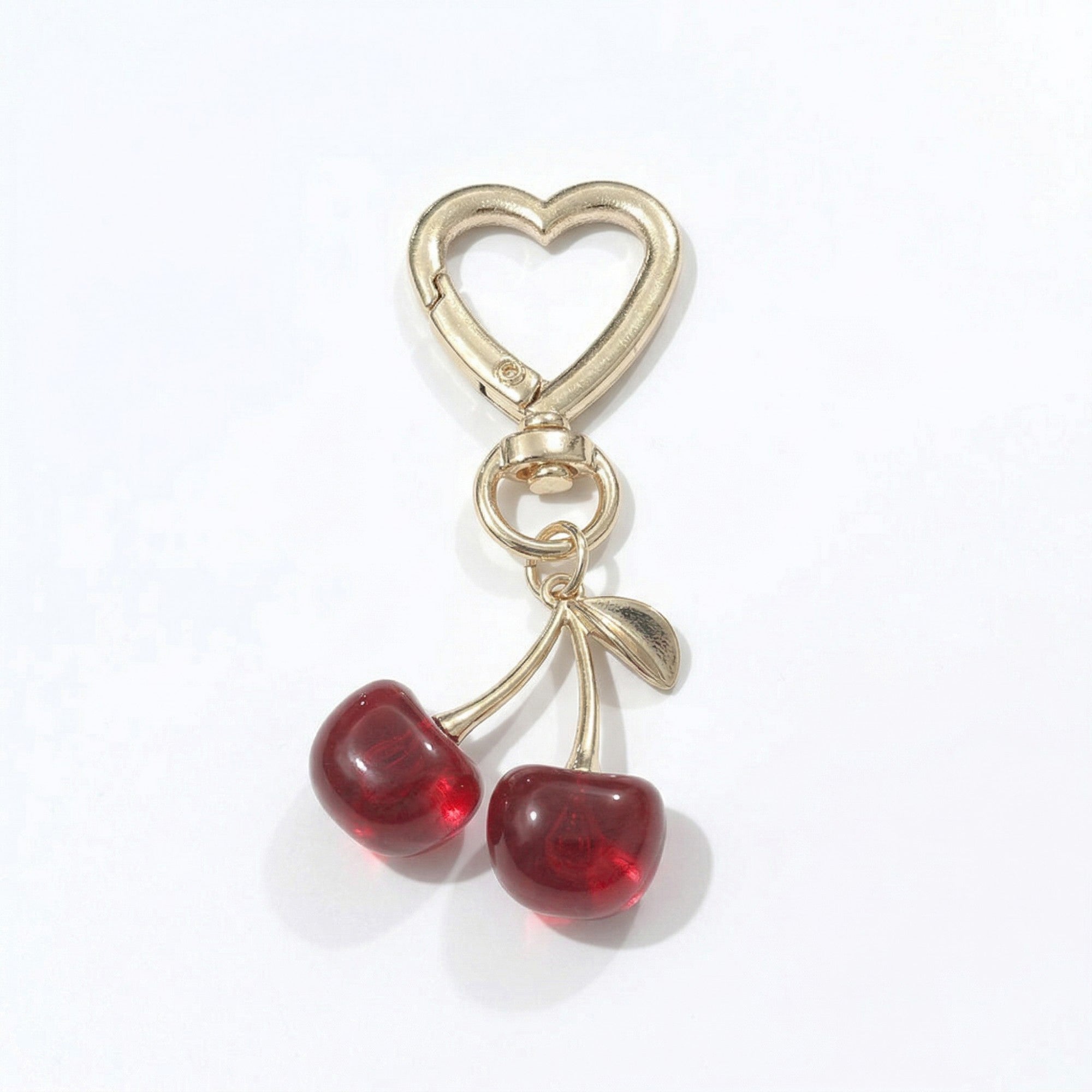 Anna-Kaci Women's 3 Pcs Cherry Charm Keychain Set with Heart Clip Decorative Bag Charm Accessory