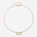 Anna-Kaci Alloy Necklace with Triple Number Pendant Crystal Accent Minimal Chain Adjustable Length Jewelry