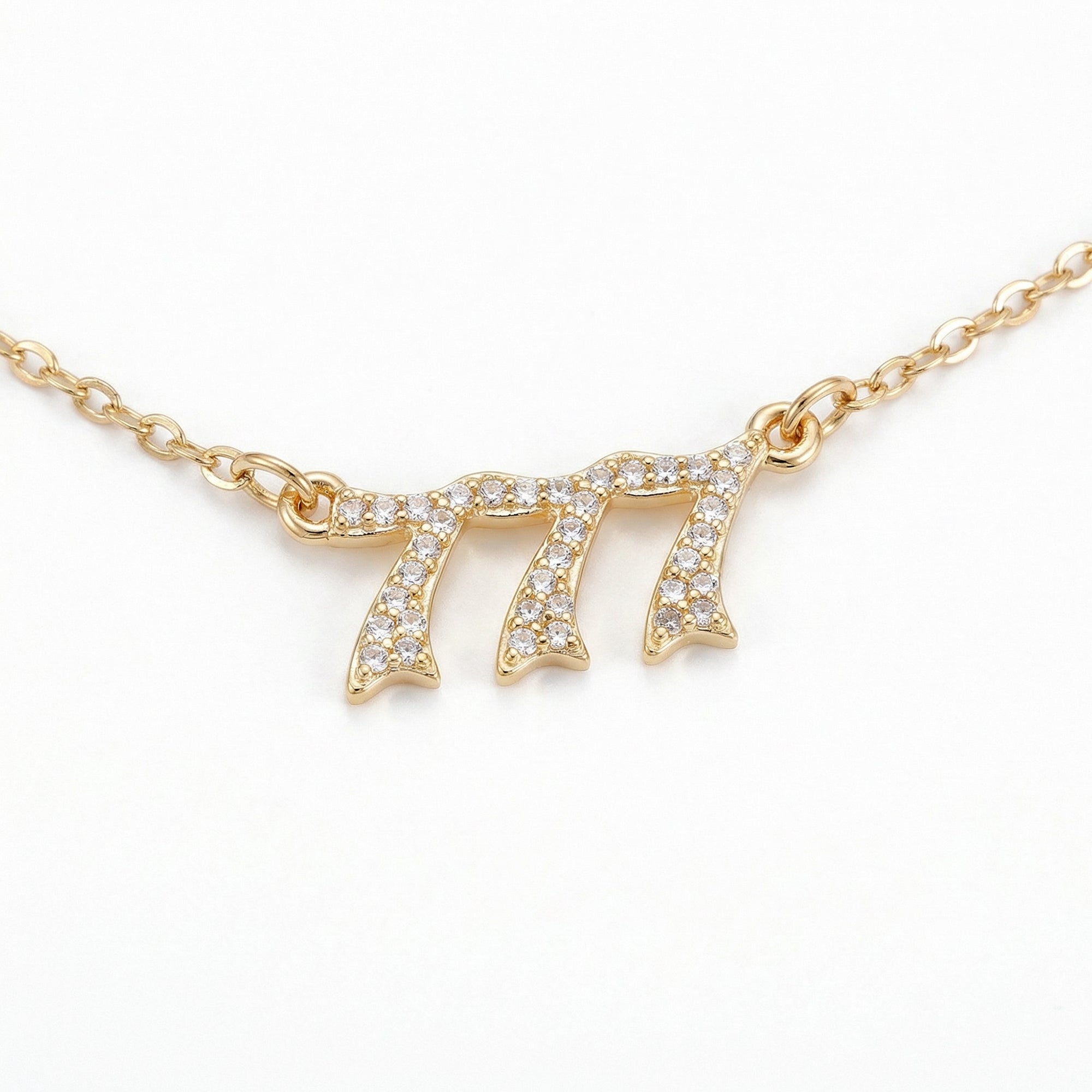 Anna-Kaci Alloy Necklace with Triple Number Pendant Crystal Accent Minimal Chain Adjustable Length Jewelry