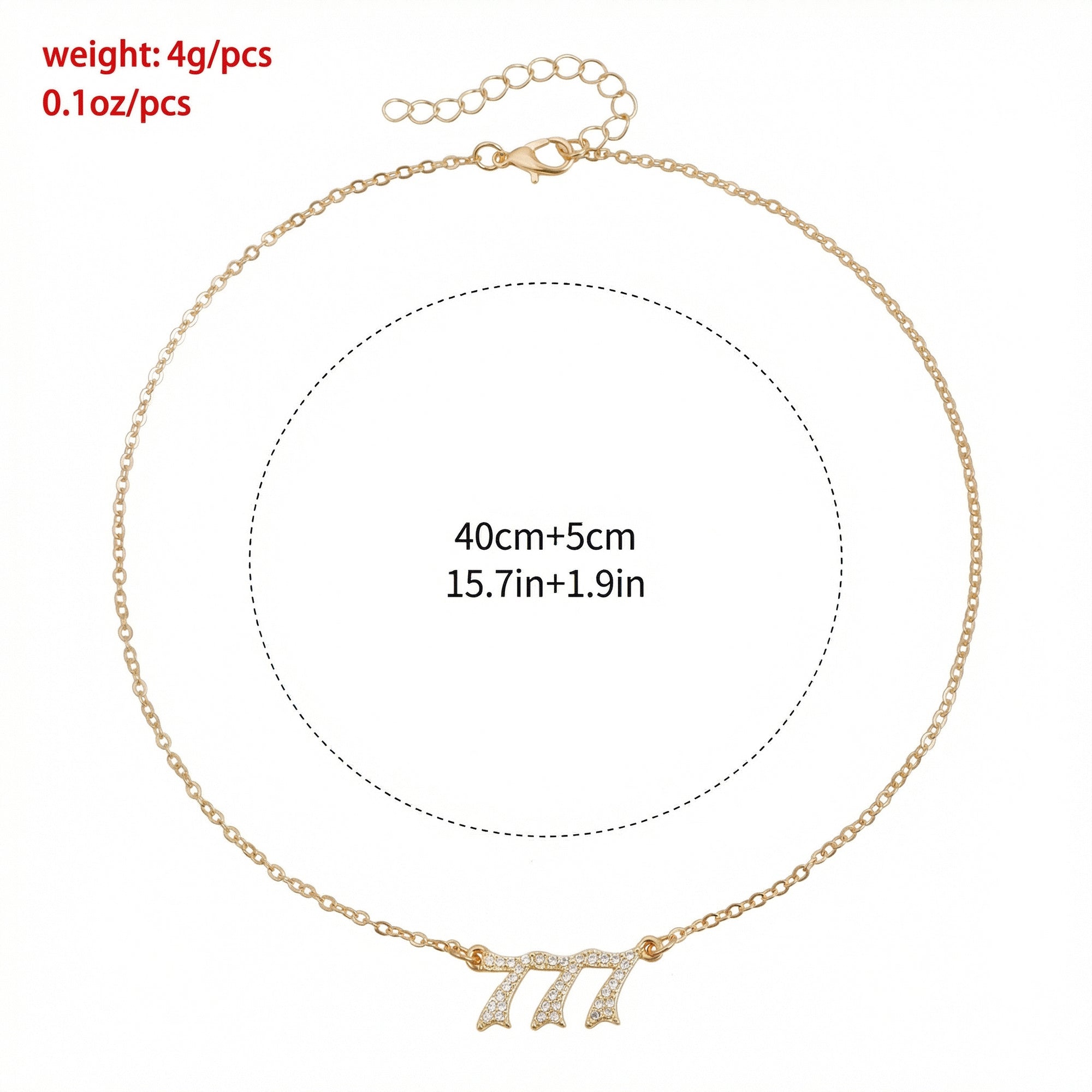 Anna-Kaci Alloy Necklace with Triple Number Pendant Crystal Accent Minimal Chain Adjustable Length Jewelry