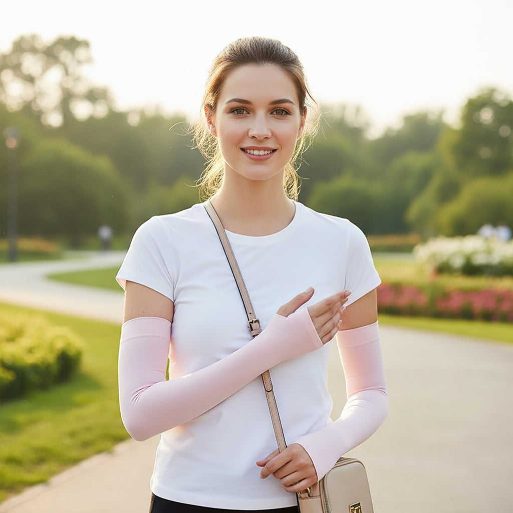 Anna-Kaci Womens UV Protection Arm Sleeves 2 Pair Set Breathable Sun Sleeves for Outdoor Activities