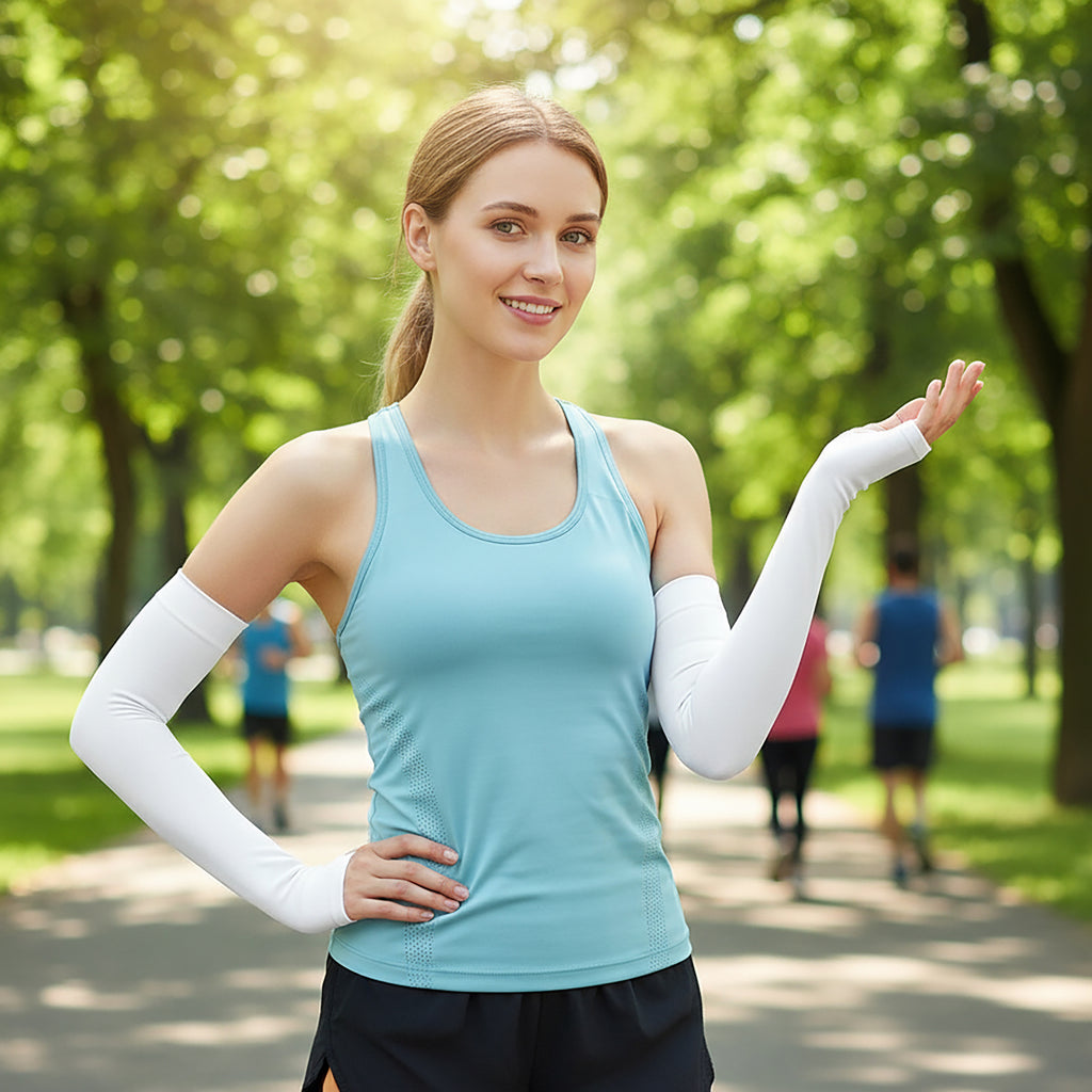Anna-Kaci Womens UV Protection Arm Sleeves 2 Pair Set Breathable Sun Sleeves for Outdoor Activities