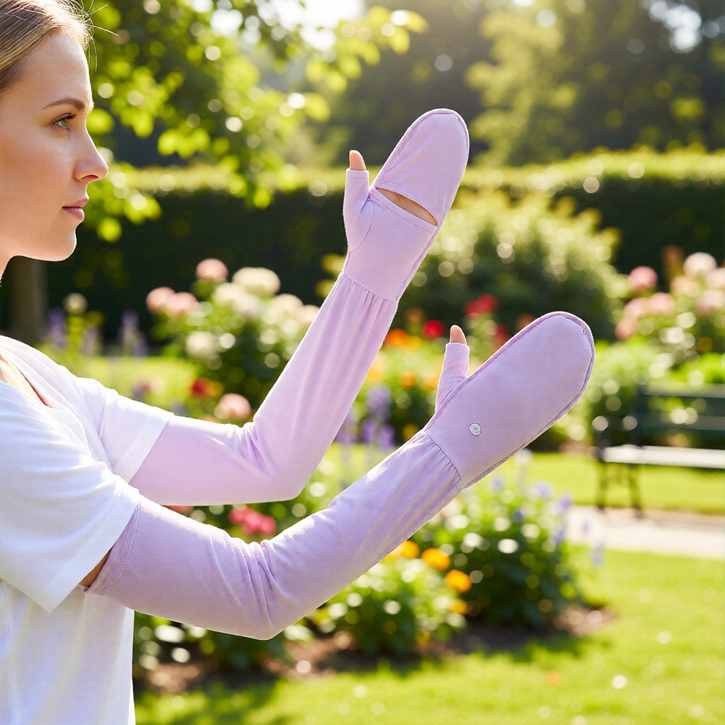 Anna-Kaci UV Protection Arm Sleeves with Thumb Holes Adjustable Cuff Cooling Sun Sleeves for Outdoor Use