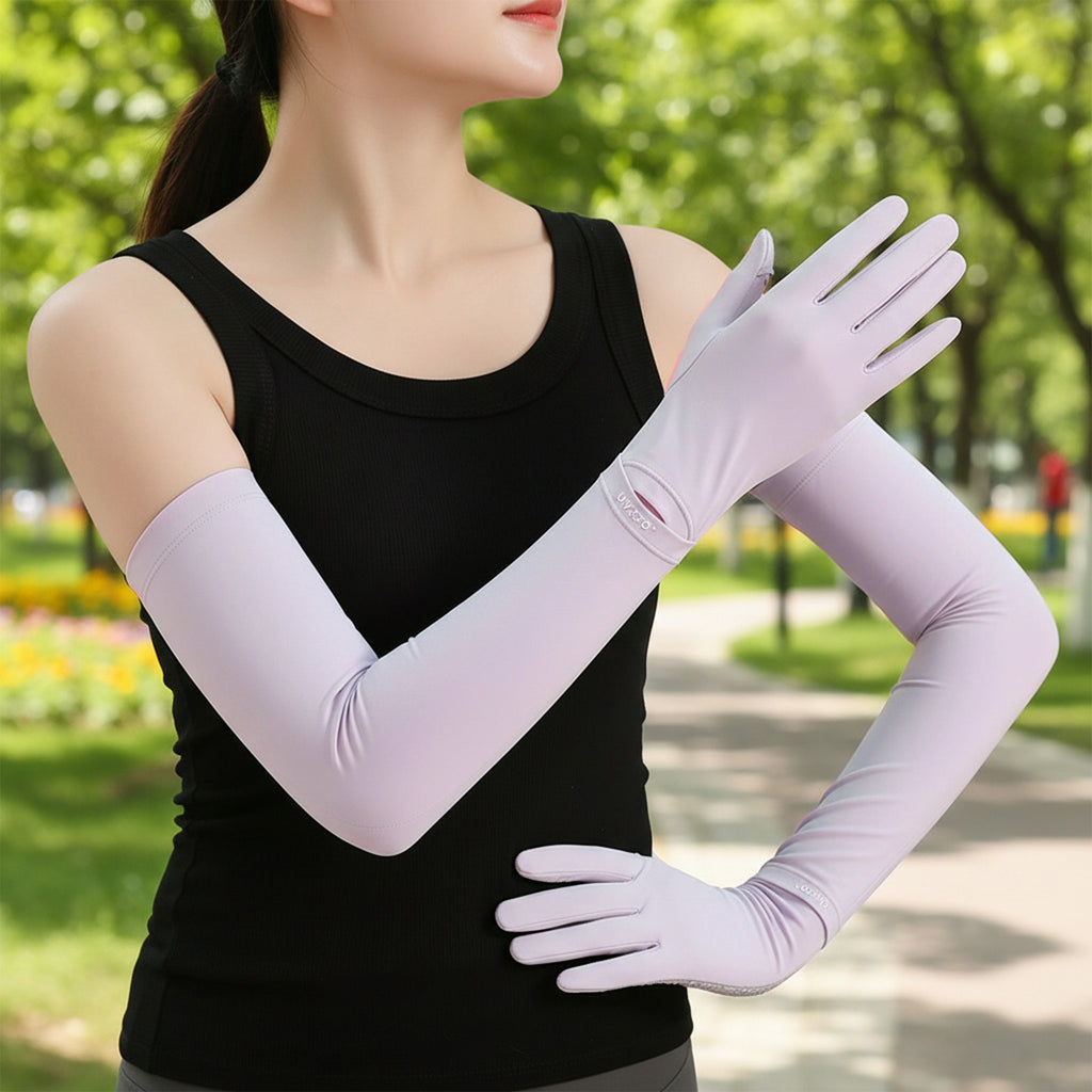 Anna-Kaci Womens Arm Sleeves with Gloves Adjustable Cuff Breathable Cooling Sun Sleeves for Outdoor Use